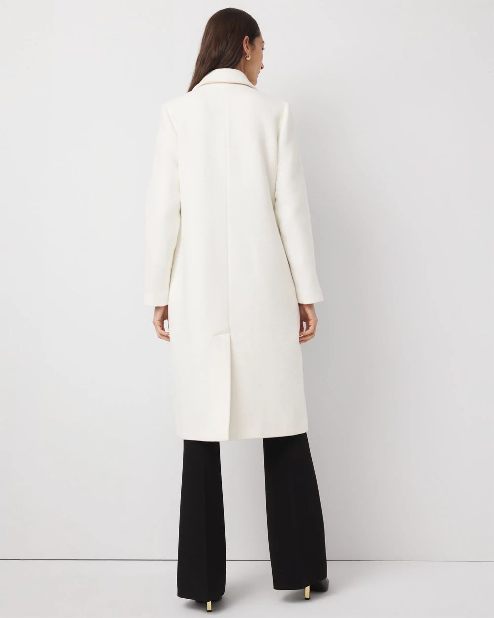 Floral Embellished Wool-Blend Melton Coat | White House Black Market